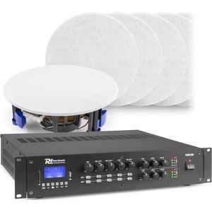 Power Dynamics 2-zone geluidsinstallatie met PRM1202 versterker met Bluetooth en 12x inbouw speaker (wit)
