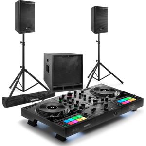Hercules DJ Set Semi Pro met Power Dynamics speakerset 1200W + statieven