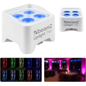 BeamZ Set van 2 BBP90W Uplights - PAR spot op accu met 4x 4W LED's - Wit