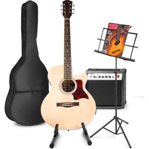 MAX ShowKit elektrisch akoestische gitaar met gitaar- en muziekstandaard - Hout
