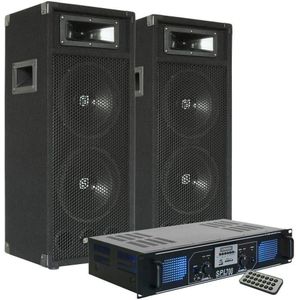 SkyTec DJ SM28 PA Luidsprekers 1000W en Versterker met USB / MP3 / SD Speler