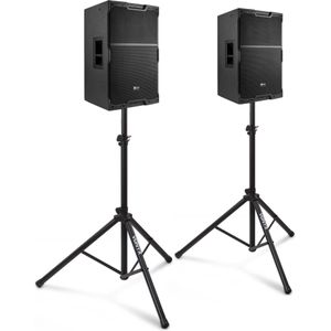 Power Dynamics PDY212A actieve speakerset met statieven - 12 inch - 1400W - Zwart