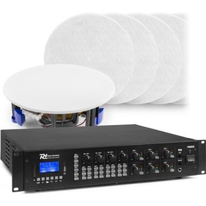 Power Dynamics 6-zone geluidsinstallatie met PRM606 versterker met Bluetooth en 12x inbouw speaker (wit)