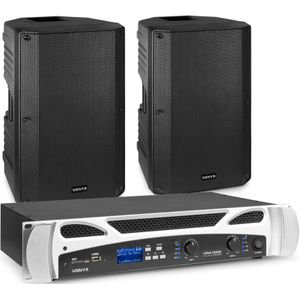 Vonyx set met 2x passieve speakers en versterker - 800W - 12 Inch - Bluetooth