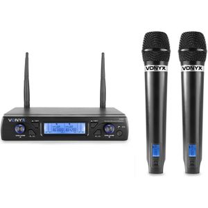 Vonyx WM62 dubbele draadloze microfoon UHF - 16 kanaals
