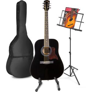 MAX SoloJam Western akoestische gitaar met muziek- en gitaarstandaard - Zwart