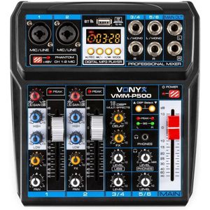 Vonyx VMM-P500 mixer 4-kanaals met Bluetooth, DSP en mp3 speler