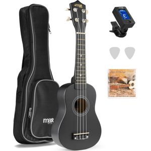 MAX UKEY Ukelele set met 21" Ukulele en accessoires - Zwart