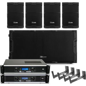 Power Dynamics Compleet PA systeem voor horeca - Passieve speakerset met subwoofer - 3400W
