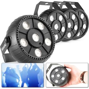 BeamZ PLP12 set van 4 LED stroboscopen met ingebouwde accu en 6x 1W LED's