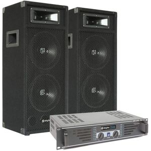 SkyTec DJ luidsprekerset met versterker 500W