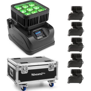 BeamZ Professional set of 6x StarColor72B uplights in FL72B flightcase