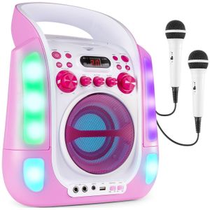 Fenton SBS30P draagbare karaoke set met Bluetooth, CD+G en microfoons - Roze