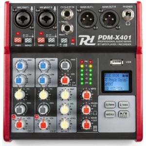 Power Dynamics PDM-X401 - 4 kanaals mixer met Bluetooth en mp3 speler