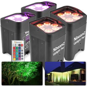 BeamZ BBP96 - Set van 4 accu Uplights met 6x 12W LED's en WDMX