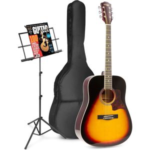 MAX SoloJam Western akoestische gitaar starterset met muziekstandaard - Sunburst