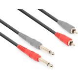 Vonyx audiokabel 2x RCA - 2x 6,3mm jack voor o.a. live mixer en versterker verbindingen - 1.5 meter