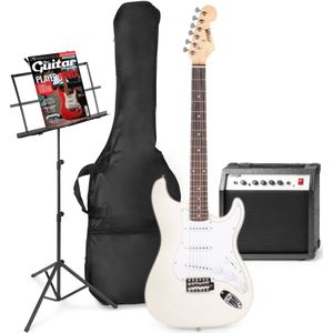 MAX GigKit elektrische gitaar set met o.a. muziekstandaard - Wit