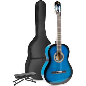 MAX SoloArt klassieke akoestische gitaar met voetsteun - Blauw