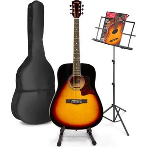 MAX SoloJam Western akoestische gitaar met muziek- en gitaarstandaard - Sunburst