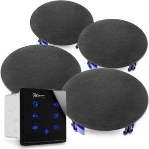 Powerline - A50B - Set met Inbouwversterker en 4 Plafondspeakers - Zwart - Bluetooth 5.0