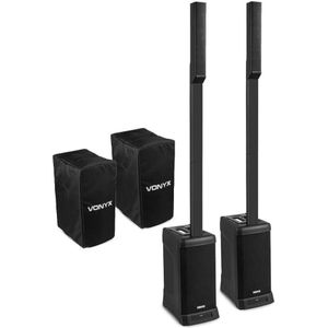 Vonyx VX820 Line array PA systeem met hoezen - Actieve speakers - Bluetooth en Stereo Pairing - 800W