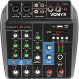 Vonyx VMM100 4-kanaals mengpaneel met Bluetooth, USB mp3 speler & USB interface