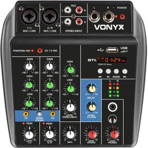 Vonyx VMM100 4-kanaals mengpaneel met Bluetooth & USB mp3 speler