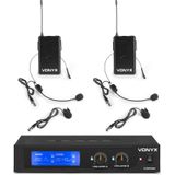 Vonyx WM522B draadloze headset microfoonset 2-kanaals VHF