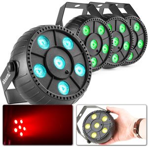 BeamZ set van 4 PLP10 RGB LED PARS met ingebouwde accu en 6x 2W LED's