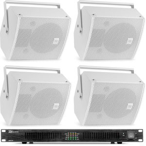 Power Dynamics PDW6W geluidsinstallatie met 4 speakers en versterker - Voor horeca - 1200W - Wit