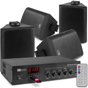 Power Dynamics - 100V Bundelset - Weerbestendige 5 Inch Opbouw Speakers - Zwart - 4 Stuks