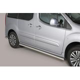 Side Bars | Peugeot | Partner Tepee 08-12 5d mpv. / Partner Tepee 12-15 5d mpv. / Partner Tepee 15- 5d mpv. | zwart Side Protection RVS