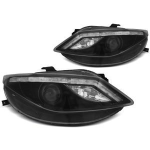 Set Seat Ibiza 6J Headlight Right Chrome Black 12-15 H7/H7 + Bulbs Kit