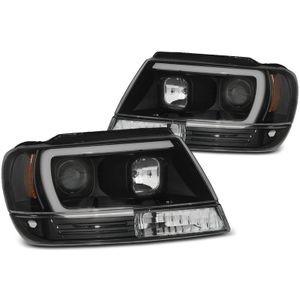 Koplampen | Jeep | Grand Cherokee 03-05 5d suv. | LED | Tube Light zwart