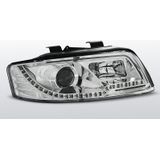 Koplampen Tube Light | Audi A4 B6 2000-2004 | met verstelmotor | LED knipperlicht | chroom