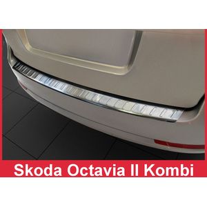 Achterbumperbeschermer | Skoda | Octavia Combi 05-09 5d sta. / Octavia Combi 09-13 5d sta. | RVS rvs zilver Zijdeglans
