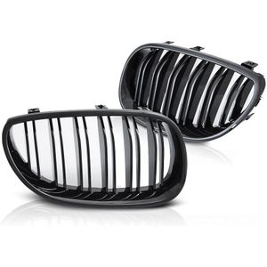 Grillen Nieren | BMW | 5-Serie E60 E61 2003-2010 | M-Look | dubbele spijlen | glanzend zwart | 04