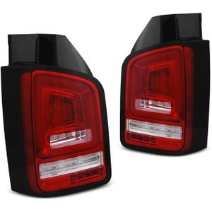 Achterlichten | Volkswagen | Multivan 03-10 5d bus. / Transporter Kombi 03-10 4d bus. | T5 | Full LED | Dynamic Turn Signals | LED BAR rood en wit