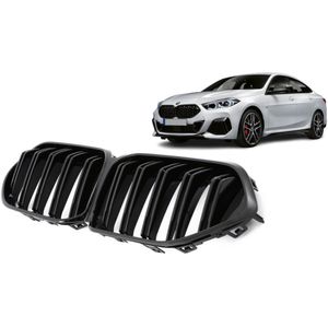 Nieren | BMW | 2-serie Gran Coupé 20- 4d sed. F44 | M2-Look | dubbele spijlen | zwart | glanzend | 01