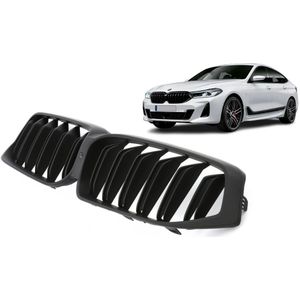 Nieren | BMW | 6-serie Gran Turismo 20- 5d hat. G32 LCI | M6-Look | dubbele spijlen | zwart | mat | 02