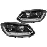 Koplampen | Volkswagen | Touran 10-15 5d mpv. | REAL DRL | Dynamic Turn Signal | zwart