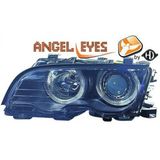 Koplampen BMW E46 coupe / cabrio 99-03 zwart Angel Eyes