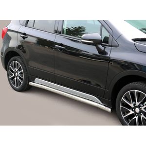 Side Bars | Suzuki | S-Cross 13-16 5d suv. / S-Cross 16- 5d suv. | rvs zilver Side Protection RVS