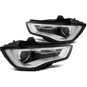 Koplampen | Audi | A3 12-16 3d hat. / A3 Cabriolet 13-16 2d cab. / A3 Limousine 13-16 4d sed. / A3 Sportback 13-16 5d hat. | LED | REAL DRL | chroom | 02