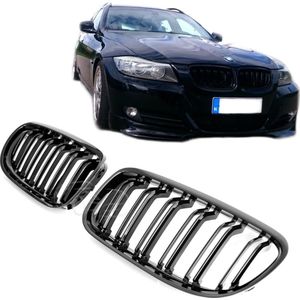 Nieren grill set | M3 / M4 Look | BMW 3-serie sedan E90 LCI / Touring E91 LCI 2008-20012 | zwart glanzend