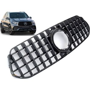 Grill | Mercedes-Benz | GLE-klasse 18- 5d suv W167 / GLE-klasse Coupé 20- 5d suv C167 | PANAMERICANA AMG GT Look | geschikt voor AMG-line | Glanzend zwart | 04