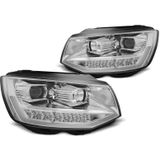 Koplampen | Volkswagen | Multivan 15- 5d bus. / Transporter Kombi 15- 4d bus. | LED | REAL DRL | Dynamic Turn Signal | Tube Light chroom