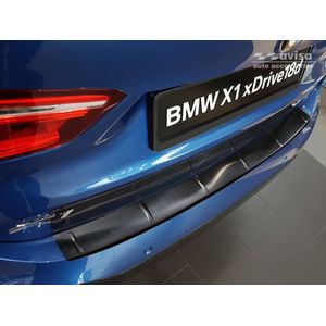 Achterbumperbeschermer | BMW | X1 15-19 5d suv. F48 | met M-pakket | Ribs | RVS zwart Zijdeglans