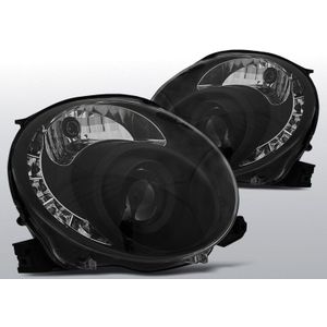 Koplampen LED DRL | Fiat 500 2007- | met verstelmotor | zwart